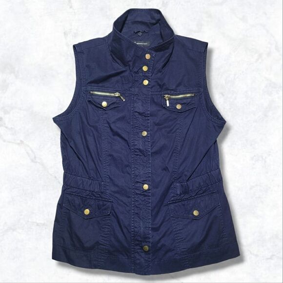 Inc. International Concepts Anorak Navy Blue Denim Vest Jacket - Picture 1 of 7